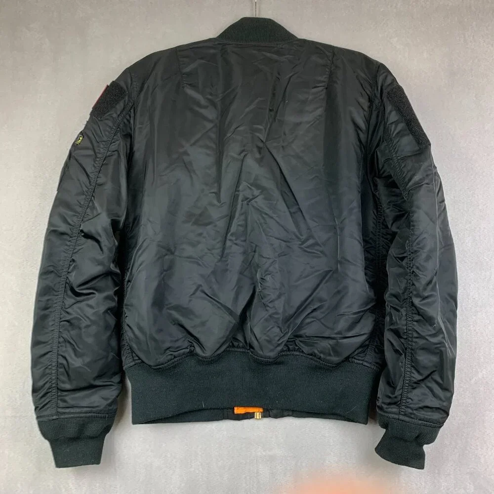 Alpha Industries Mens MA-1 Heritage Bomber Jacket Medium Slim Fit Black Full Zip - Picture 14 of 14